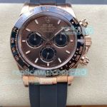 1:1 Clone QF V10 New Gain Weight Rolex Daytona Oysterflex Rose Gold Brown Face 4131 Watch 